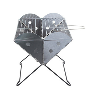 Flat pack Portable Stainless Steel Mini Charcoal BBQ Grill and Fire Pit