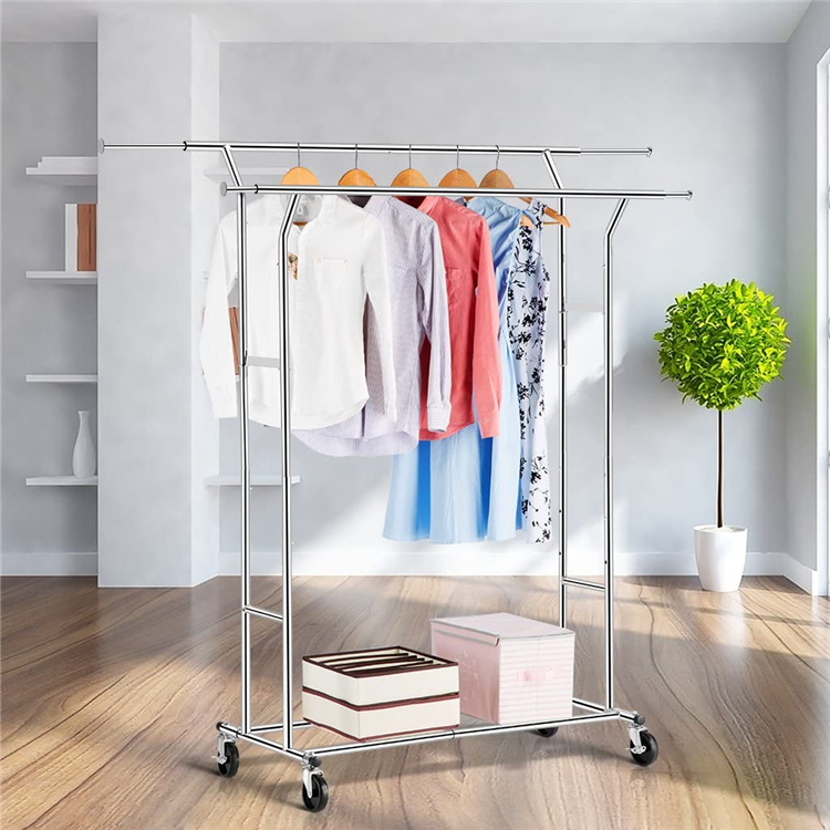 Double Rail Garment Racks Clothes Racks Commercial Grade Height Adjustable Heavy Duty Clothing Racks for Boutiques