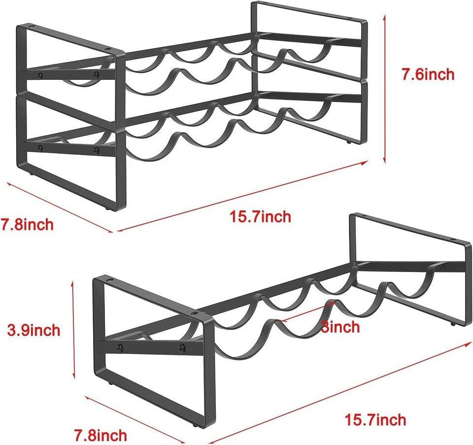 8 Bottle Wine Rack Countertop, 2 Tier Stackable Display Storage Wine Shelf Organizer for Cabinet Tabletop Bar Cellar