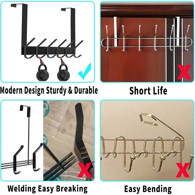 Over The Door Hook 12 hook Rack Stainless Steel Heavy Duty Over Door Hanger Holder for Bathroom Organization