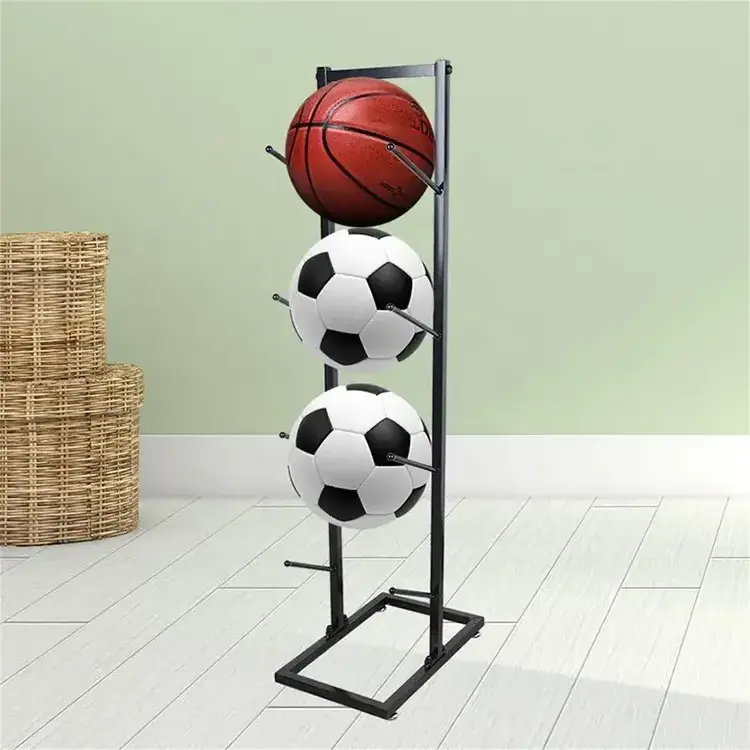 Ball Holder 4-Tier Multipurpose Basketball And Medicine Ball Storage Rack Indoor Outdoor Vertical Exercise Ball Rack