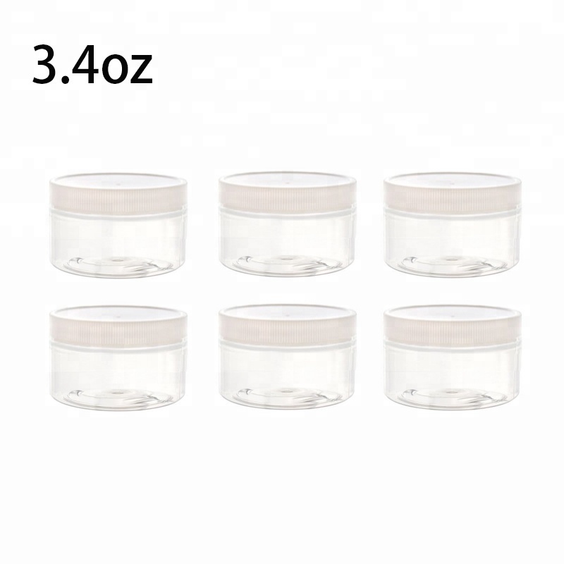 3.4 oz Slime Glue Putty Storage Containers Jars Clear empty wide-mouth plastic containers with translucent lids for DIY slime