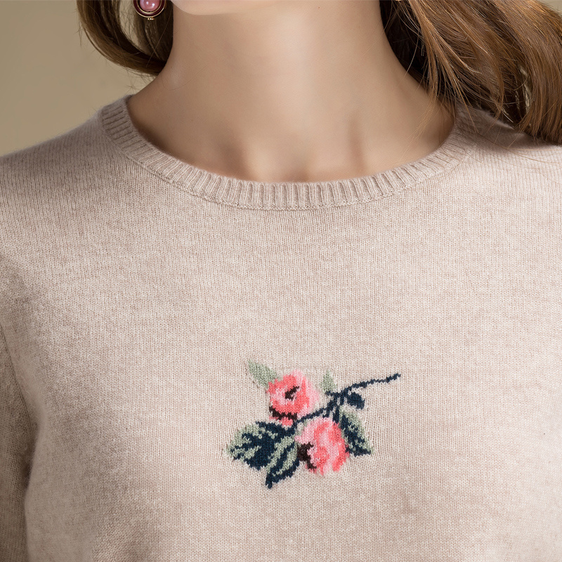 Best Price Comfortable Round Neck Collar Pullover Cashmere Embroidered Sweater