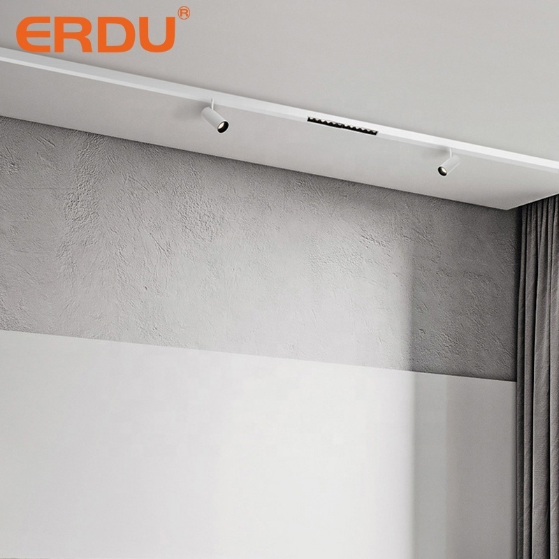 ERDU Surface Mounted Embedded Recessed 48v Mini Ultra-Thin Magnet Led Track Light Rail Led Lighting Track