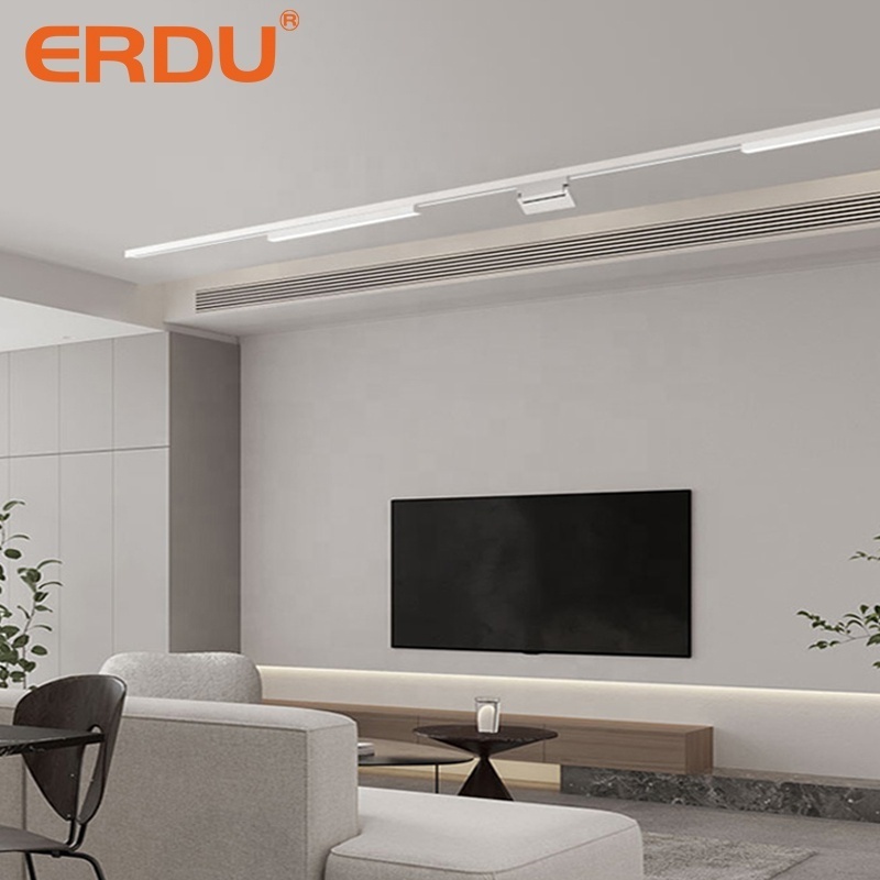 ERDU Surface Mounted Embedded Recessed 48v Mini Ultra-Thin Magnet Led Track Light Rail Led Lighting Track