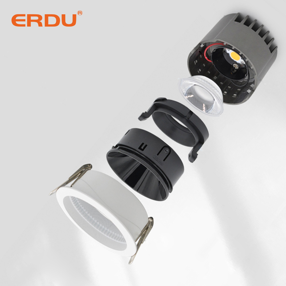 ERDU Spot Light Recessed 6w Hotel Residential Downlight Led 5000k Daylight Wafer Light, Dimmable Downlight