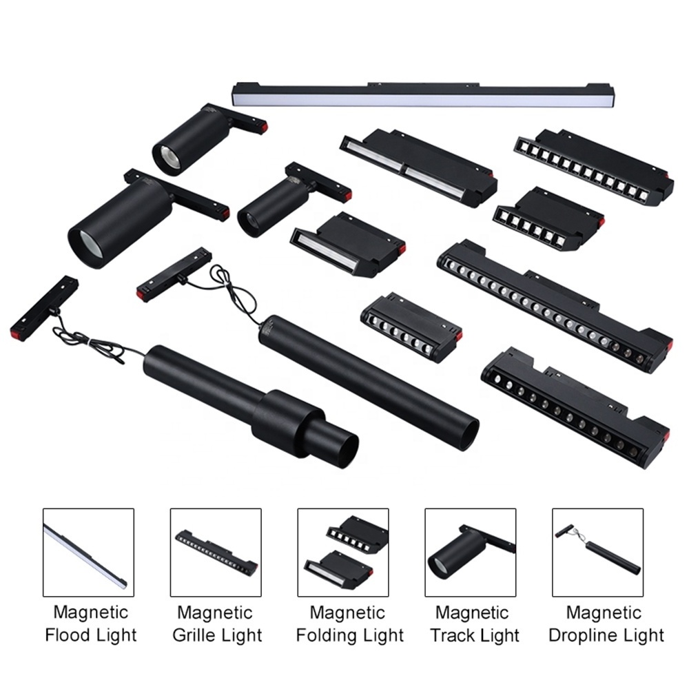 ERDU Ra>90 3000K 4000K 6000K Led Magnetic Rail lighting System 20w 48V Led Magnetic Track Light