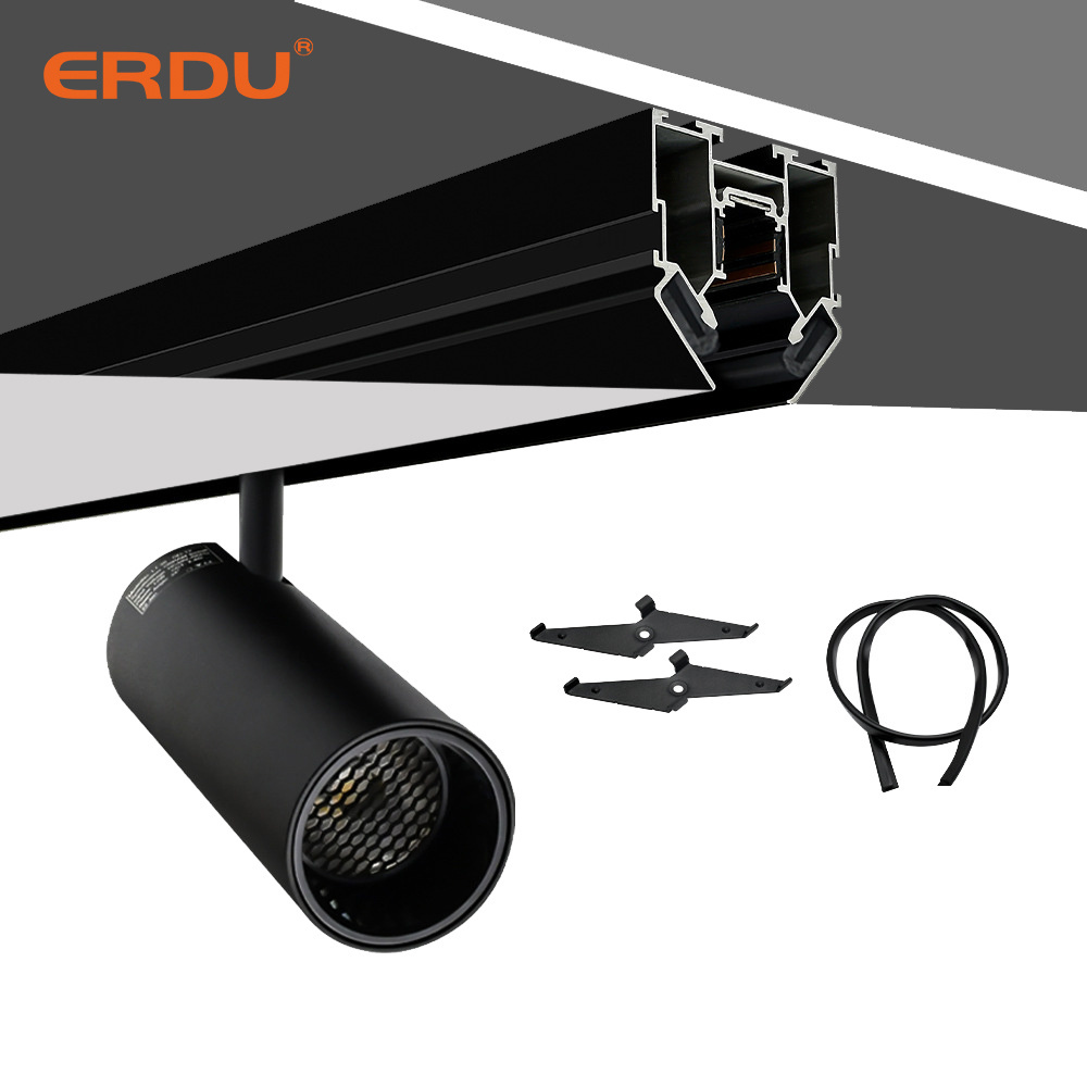 ERDU Good Quality 1m 2m 3m Magnet Track Rail DC 48V Surface Mounted Led Magnetic Light Track Rail for Fabric Stretch Ceiling