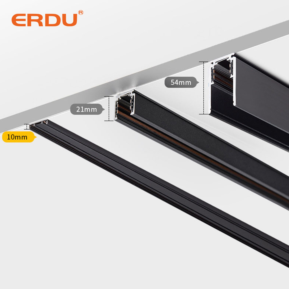 ERDU Indoor Light Adjustable Black White Lamp DC48V Magnetic Track Rail System 6W 12W COB Linear Led Shop Light for Home