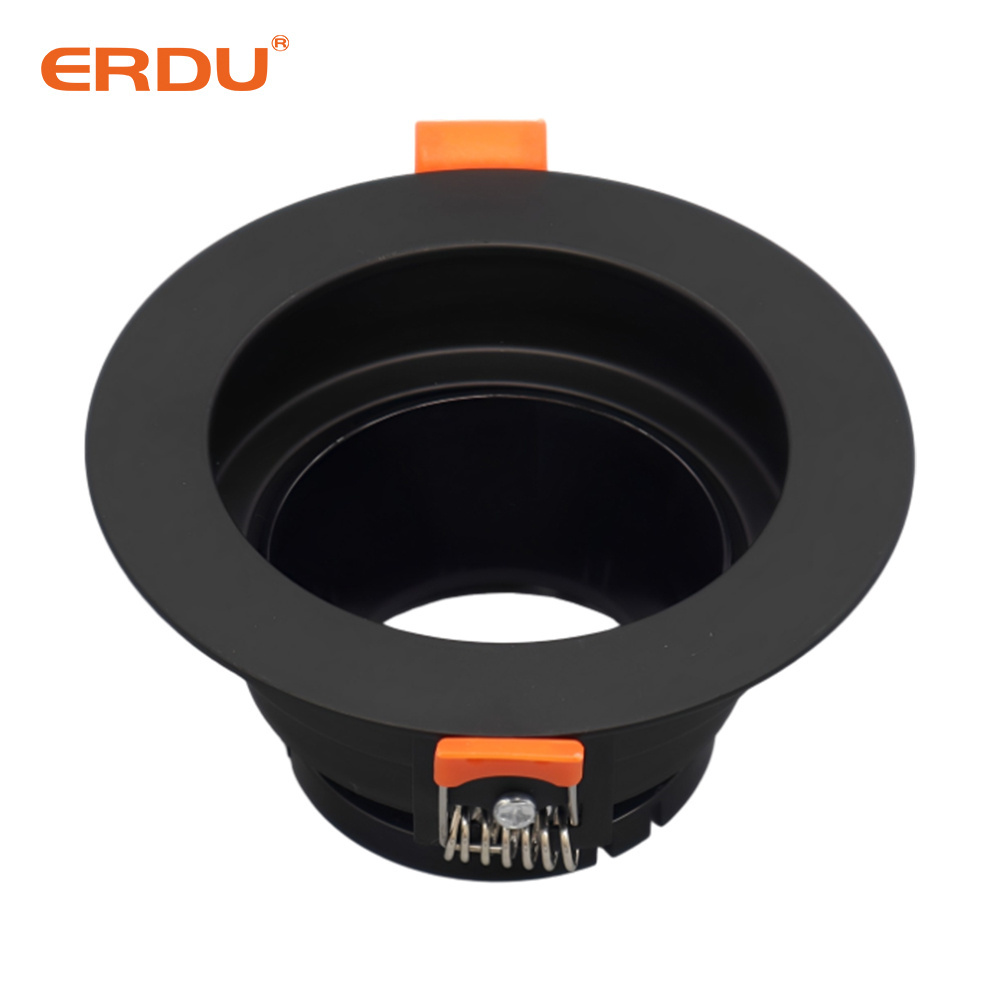 ERDU Round Square Downlight Frame Ceiling Spot Light Housing Led Downlight Fixture GU10 MR16 LED Module Housing