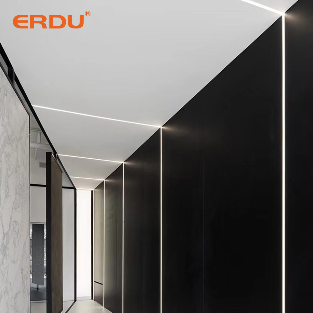 ERDU Custom Led Strip Light Aluminium Profile Recessed led Profile Aluminum Channel White Black Led Profile Light