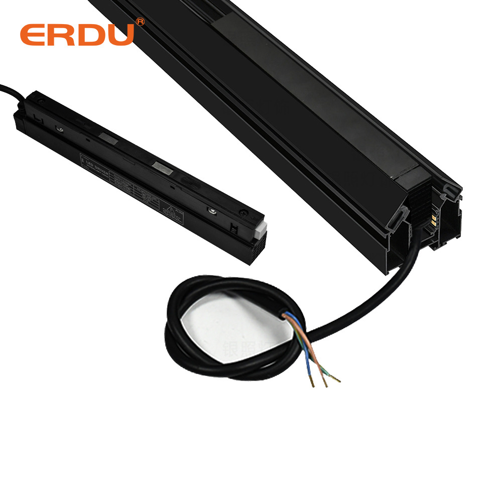 ERDU Good Quality 1m 2m 3m Magnet Track Rail DC 48V Surface Mounted Led Magnetic Light Track Rail for Fabric Stretch Ceiling