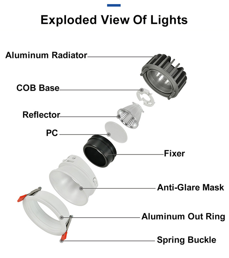 High quality indoor energy saving round ceiling recessed led downlight surface mounted adjustable wifi downlight