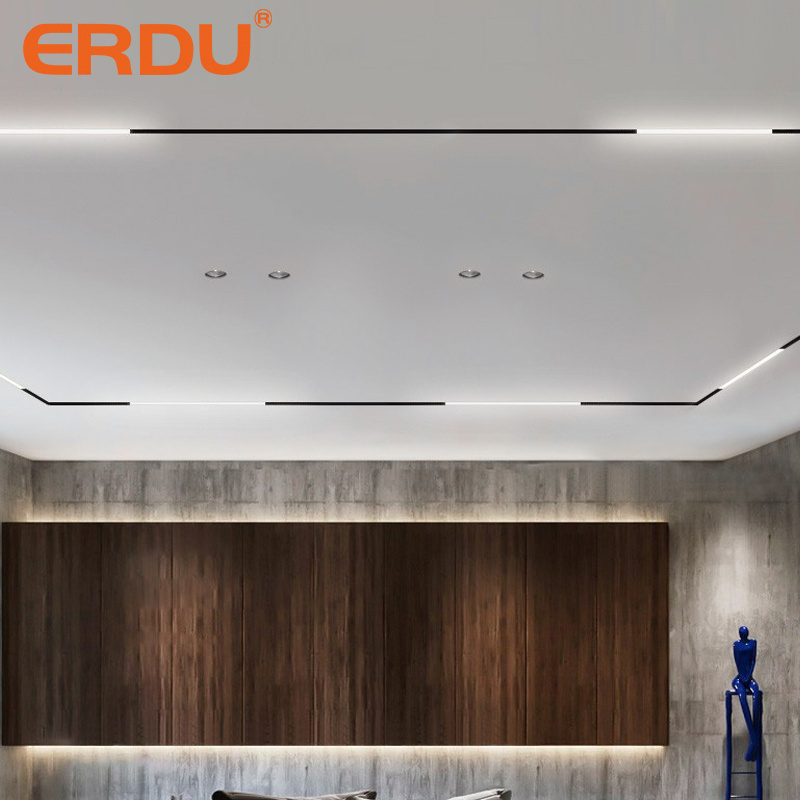 ERDU White Tuya App Smart Led Track Magnetic Lights 48v Mini Magnetic Track Light Linear Cob Spotlight Rail Lighting