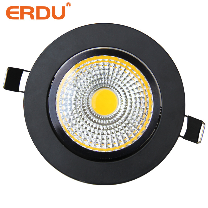 ERDU 15w Black Led Spotlight Ceiling COB Recessed Spot Light for Home Hotel Lamp Rotating Mini Light Spot Led