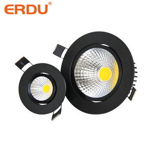 ERDU 15w Black Led Spotlight Ceiling COB Recessed Spot Light for Home Hotel Lamp Rotating Mini Light Spot Led