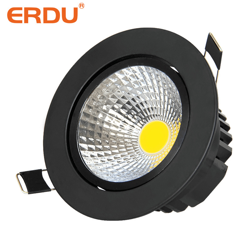 ERDU 15w Black Led Spotlight Ceiling COB Recessed Spot Light for Home Hotel Lamp Rotating Mini Light Spot Led