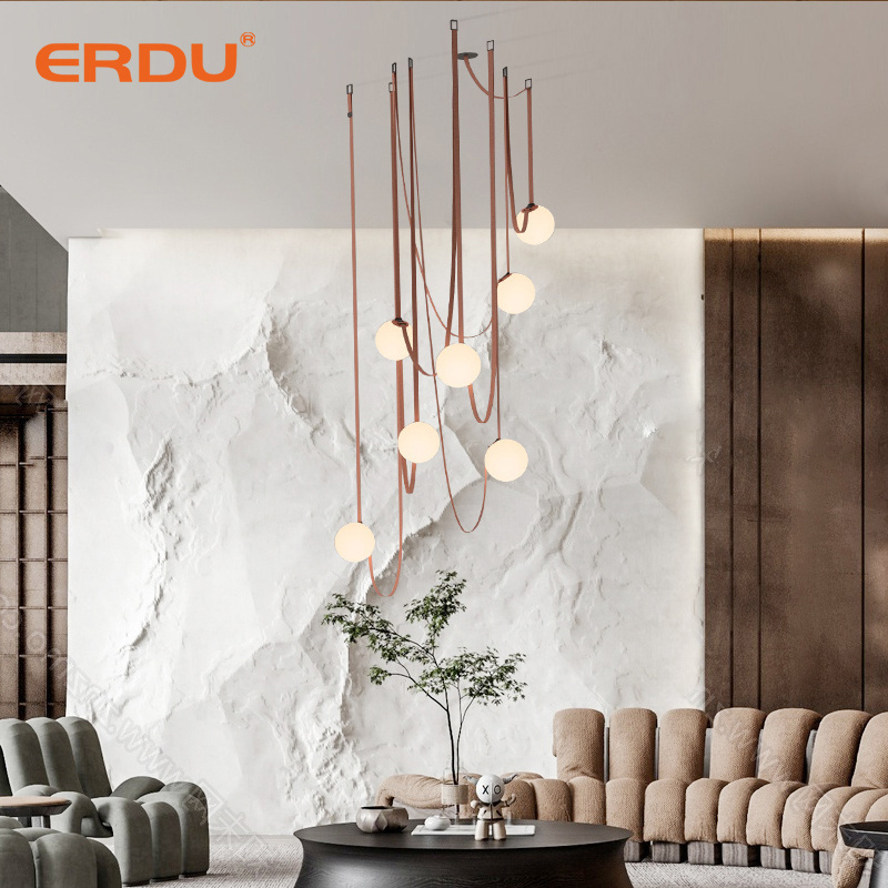 ERDU Modern Customized Hanging Chandelier Restaurant Bar Office Wired Chandelier Designer Led Belt Pendant Light