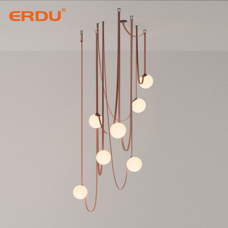 ERDU Modern Customized Hanging Chandelier Restaurant Bar Office Wired Chandelier Designer Led Belt Pendant Light