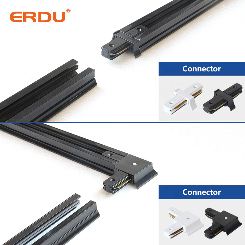 ERDU 1m 1.5m 2m 2 Wire 3 Wire 4 Wire Aluminum Track Spot Light Rail Connector Led Track Light Accessory Adapter Linear