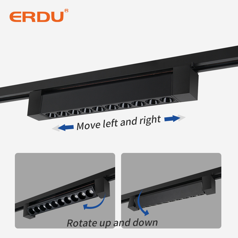 ERDU Modern Led Linear Track Lamp Lighting Track Light Rail 3 Circuit 4 Wire CCT Track Light