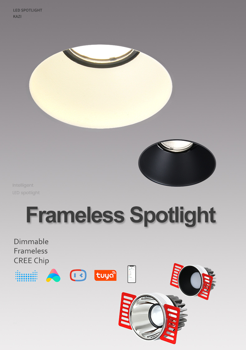 Recessed cob spot light aluminum housing anti glare led spotlight 5w 7w 12w 16w mini tuya smart dimmable spotlight