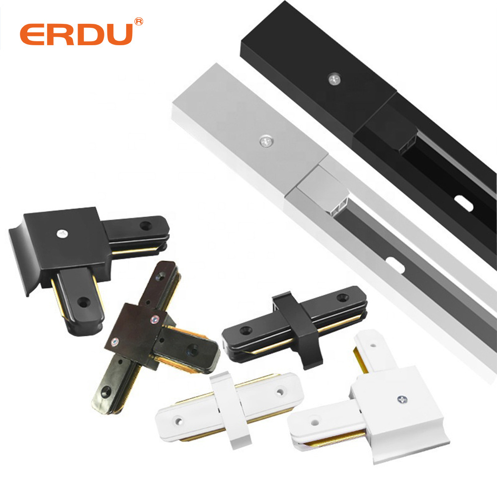 ERDU 1m 1.5m 2m 2 Wire 3 Wire 4 Wire Aluminum Track Spot Light Rail Connector Led Track Light Accessory Adapter Linear