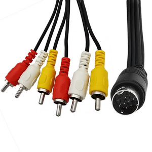 mini DIN 9-pin Male to 6RCA Audio and Video DIN Cable for TVs .displays. audio video receivers.monitoring equipment,.and more