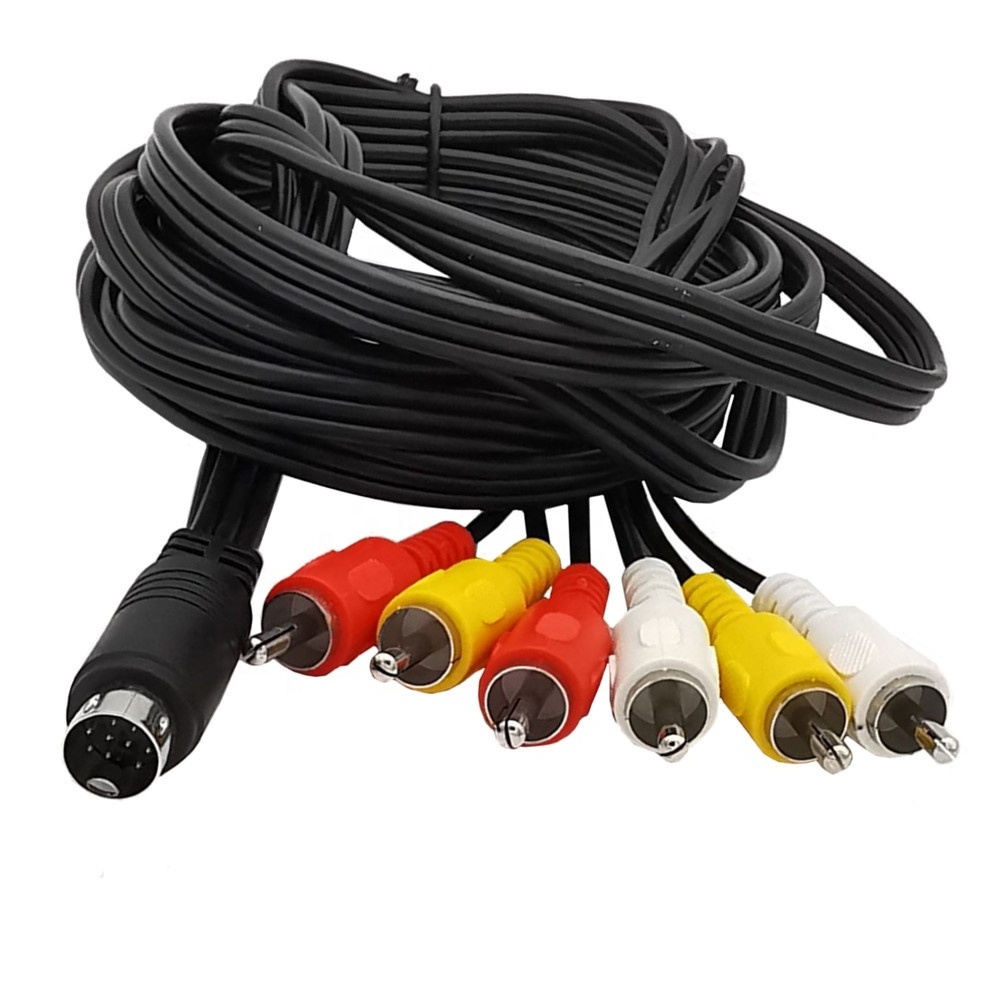 mini DIN 9-pin Male to 6RCA Audio and Video DIN Cable for TVs .displays. audio video receivers.monitoring equipment,.and more