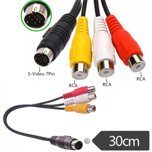 ERE S Video 7 Pin to 3 RCA Female RGB Component Cable 7 Pin Mini DIN S Video Male to 3 RCA Female Cable for DVD/TV/HDTV/VCR'