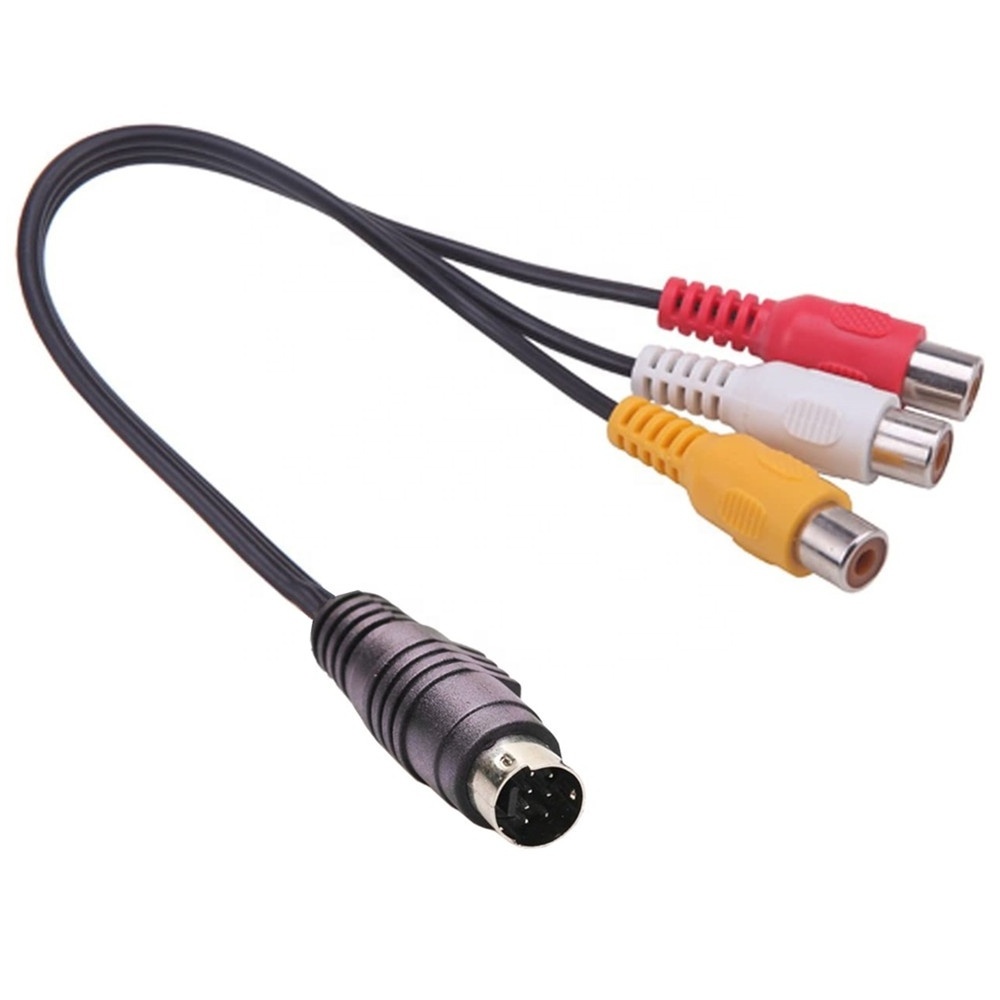 ERE S Video 7 Pin to 3 RCA Female RGB Component Cable 7 Pin Mini DIN S Video Male to 3 RCA Female Cable for DVD/TV/HDTV/VCR'