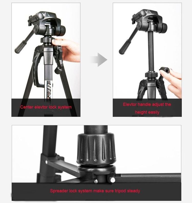 high quality weifeng Wt-3560 360 degree rotating tripod new design tilt head tripod lightweight handheld tripod