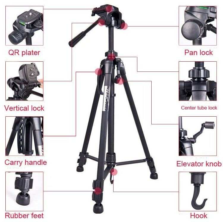 high quality weifeng Wt-3560 360 degree rotating tripod new design tilt head tripod lightweight handheld tripod