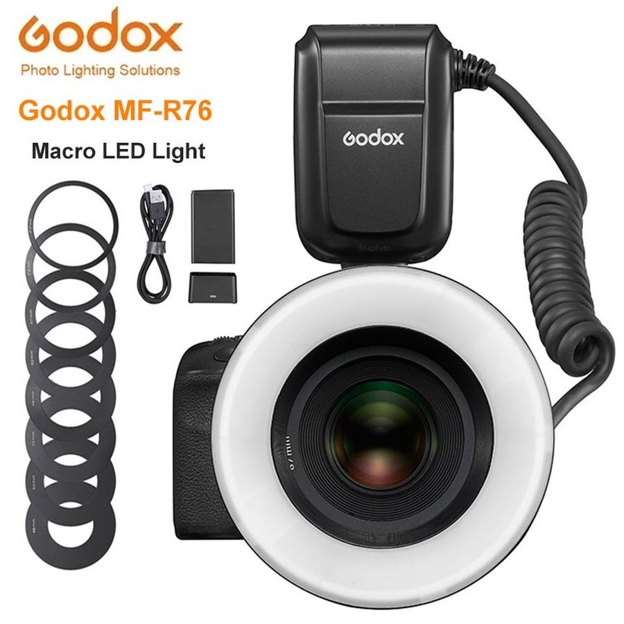 Godox MF-R76 RING76 5000K Macro LED Ring Light Macro Speedlite Flash Light for DSLR Canon Sony Nikon Camera