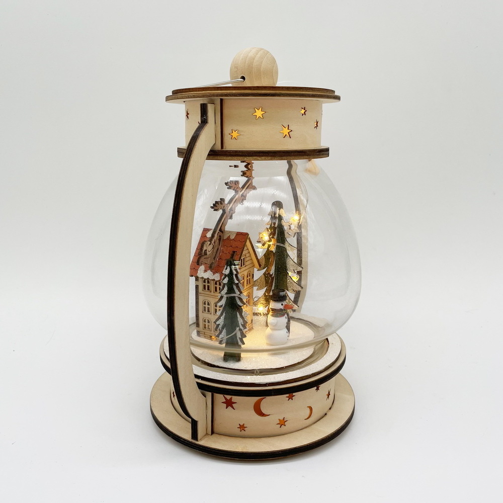 Plywood Laser Cut Hanging Christmas Light Up Lantern