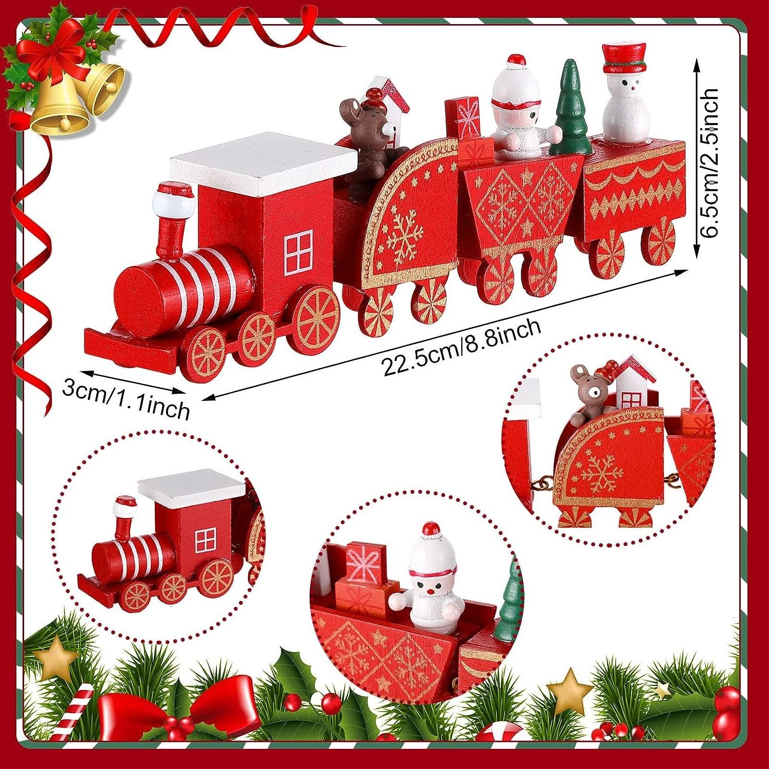 Christmas Train Painted Wooden Christmas Decoration Mini Christmas Tree Train