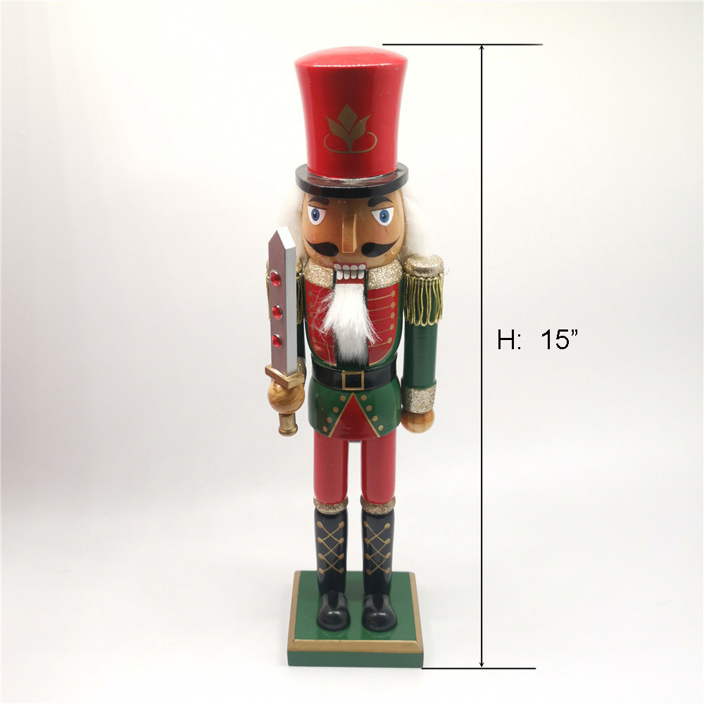 2021 New Product 15 Inches Christmas Nutcracker Soldier Wooden Soldier Nutcracker For Christmas Decoration