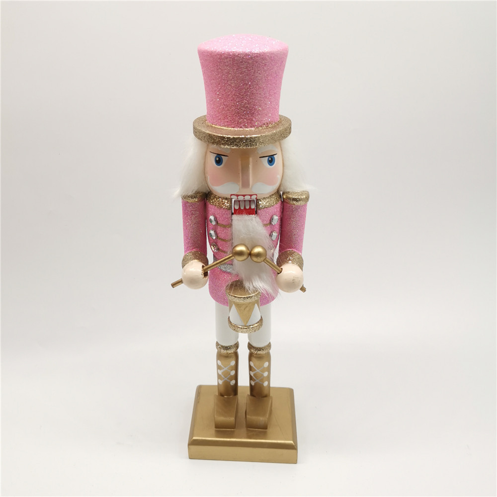 2021 New Product 10 Inches Christmas Pink And White Nutcracker Soldier Wooden Soldier Nutcracker For Christmas Decoration