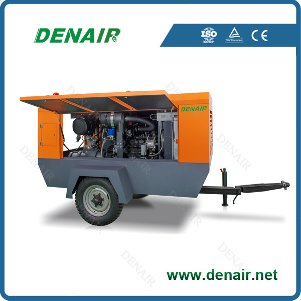 7 bar 190 cfm diesel air compressor for water well drilling rig