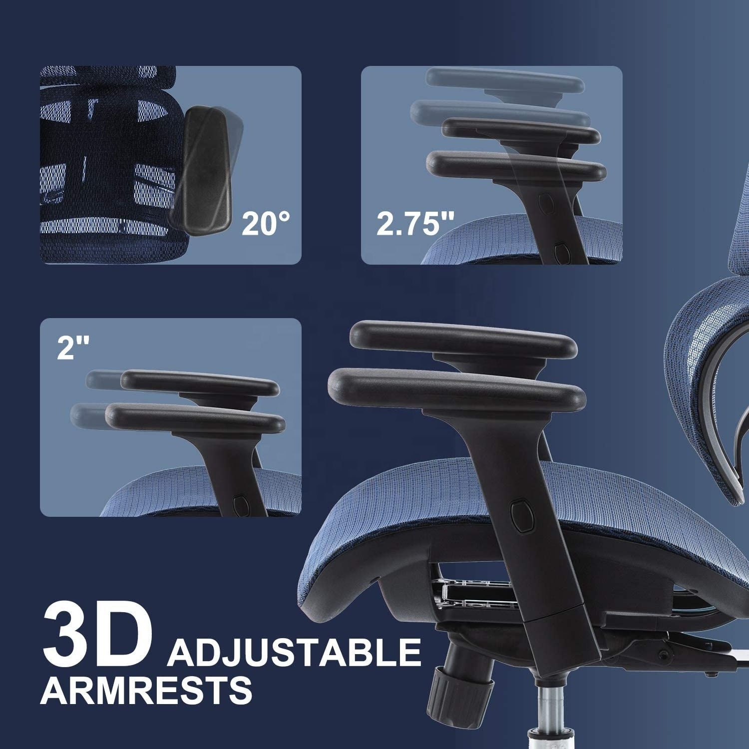 Ergonomic High-Back Full Mesh Office Chair Adjustable Executive Swivel Chair with lumbar support