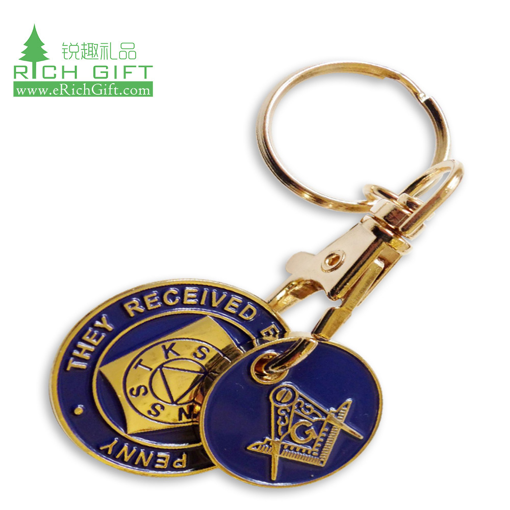 custom made chip trolley key coin token holder logo keyring keychain shopping trolley coin lock