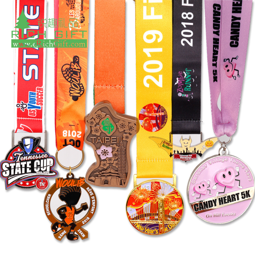 Richgift Professional Wholesale Custom Design Your Own Zinc Alloy 3D Gold Metal Award Marathon Running Sport Medal