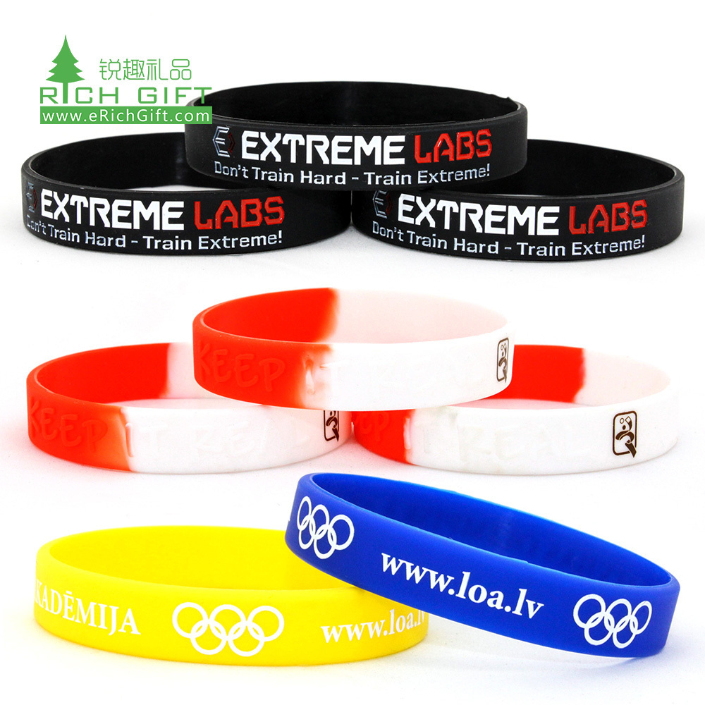 No MOQ Free Sample OEM Cheap Custom Rubber Band Silicone Bracelet Elastic Wristband With Message or Logo