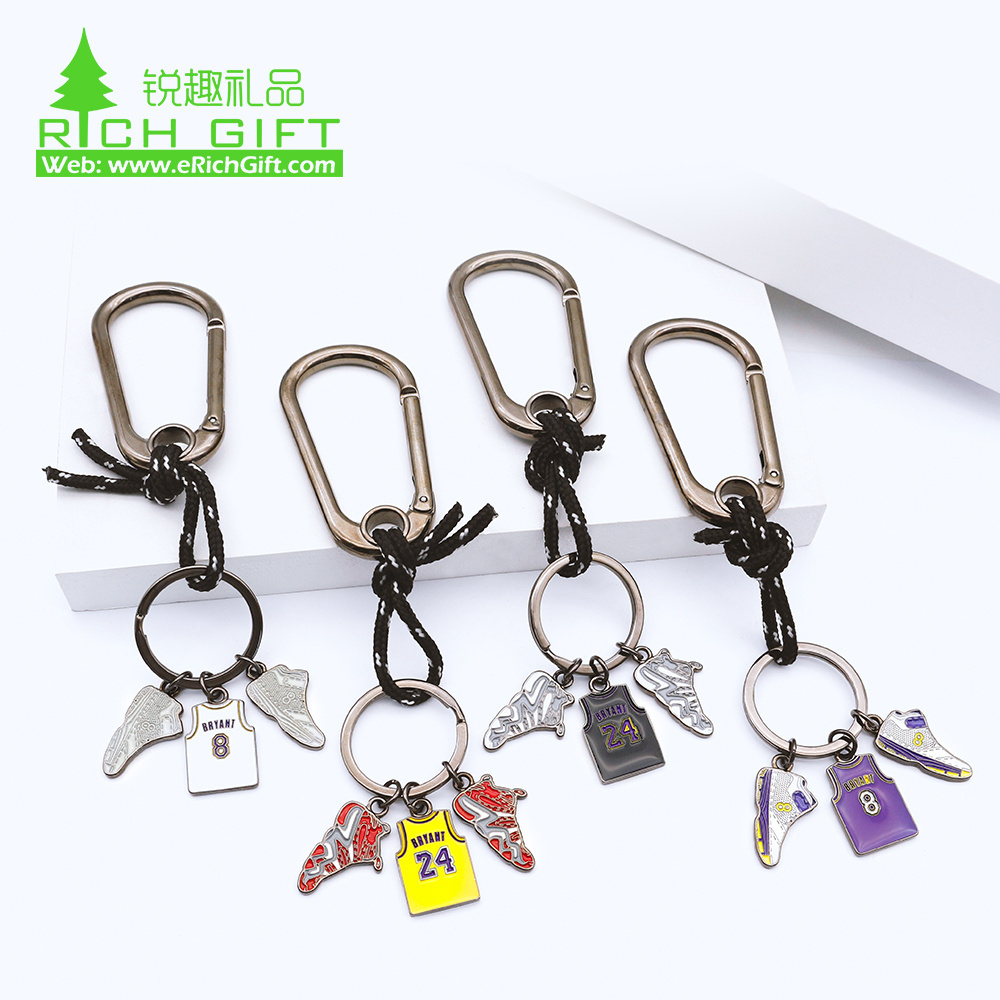 on sales mini 3d kobe bryant sneaker keychain anime custom spinning Kobe Bryant metal shoe jersey keyring keychain for bag