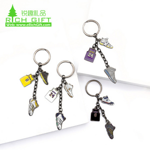 on sales mini 3d kobe bryant sneaker keychain anime custom spinning Kobe Bryant metal shoe jersey keyring keychain for bag