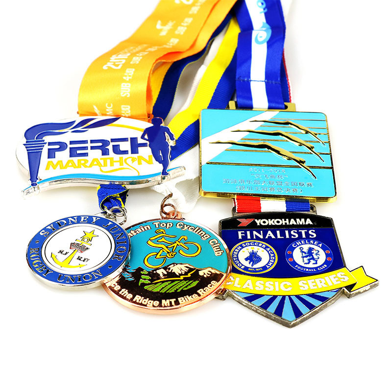 Promotional Custom New Style Fiesta Taekwondo  Swimming Cycle Shield Shape Metal Race Champion Medal