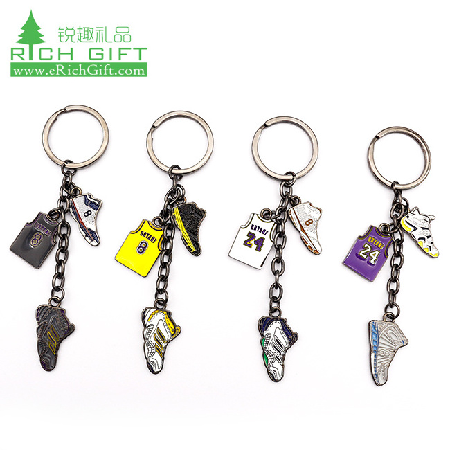 on sales mini 3d kobe bryant sneaker keychain anime custom spinning Kobe Bryant metal shoe jersey keyring keychain for bag