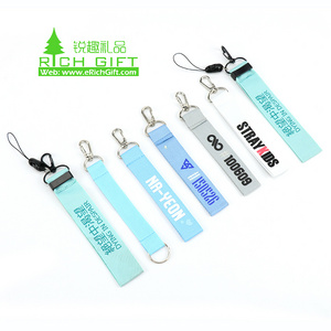 Sublimation blank girly cheap strap key fobs wristlet lanyard keychain pu for phone men id badge thin black plain lanyard