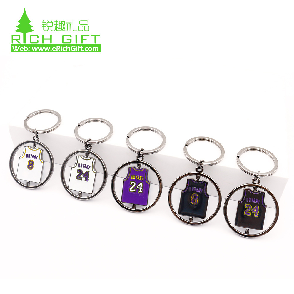 on sales mini 3d kobe bryant sneaker keychain anime custom spinning Kobe Bryant metal shoe jersey keyring keychain for bag