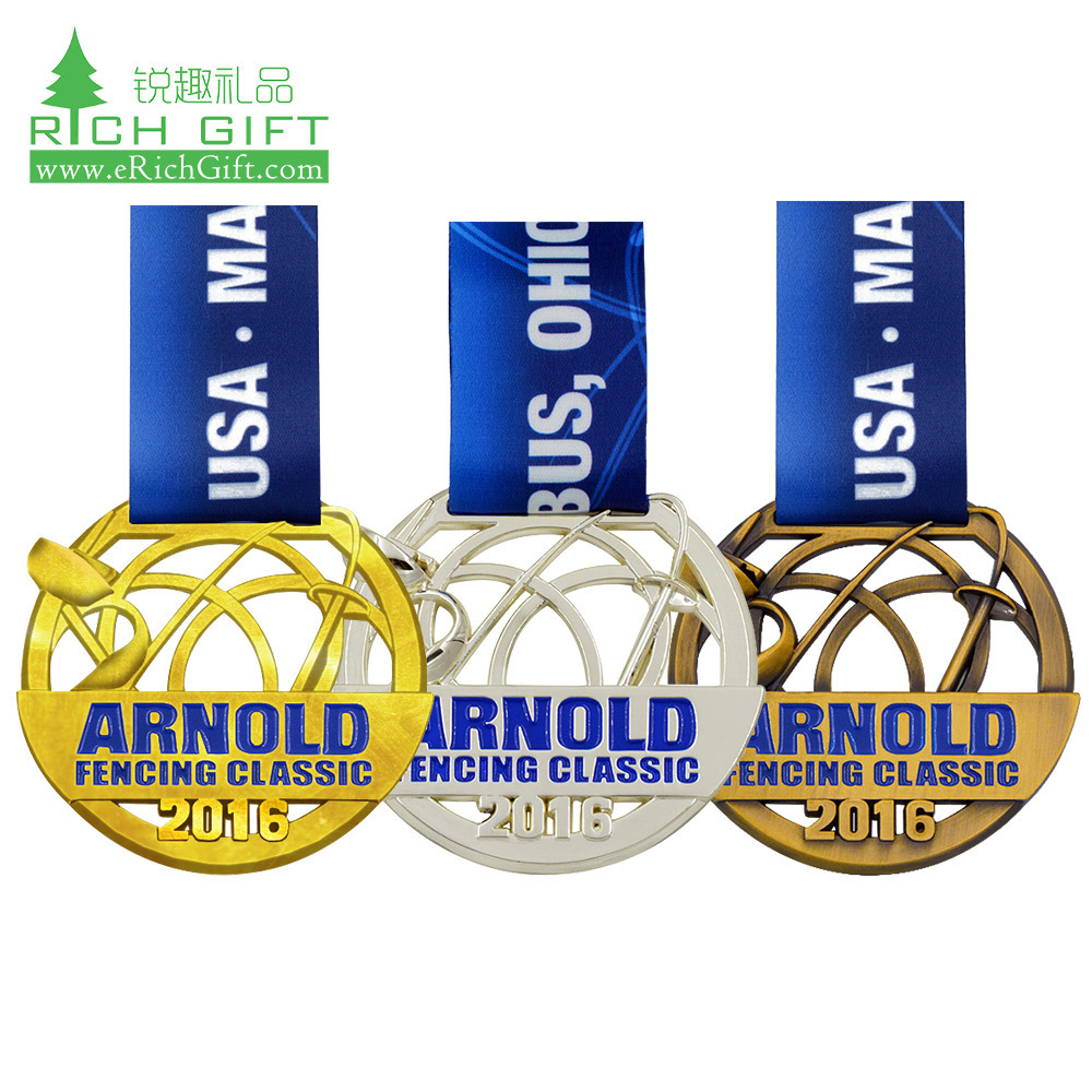 Manufacture personalized 3d sports die casting soft enamel custom gold silver bronze championship awards medal of honor